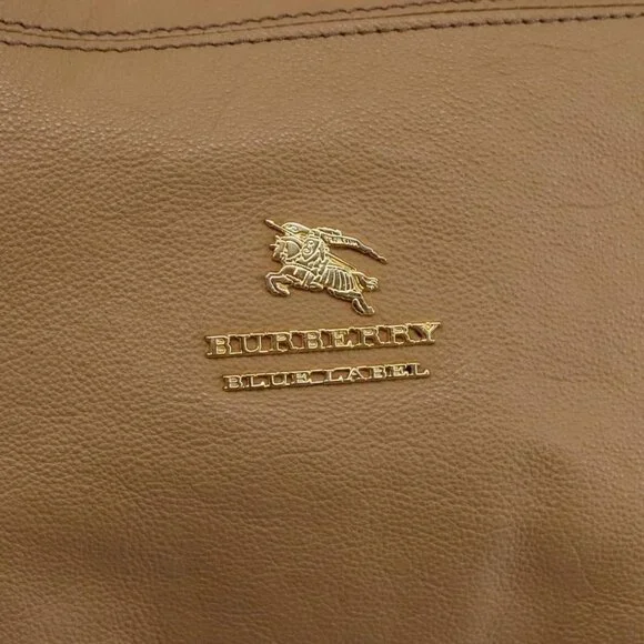 BURBERRY Blue Label Shoulder Bag Leather Beige Gold Auth - Picture 13 of 16